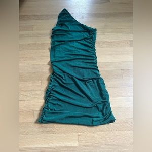 HOCO Dress, Perfect For Homecoming, One-Shoulder Bodycon Mini Dress GreenGlitter